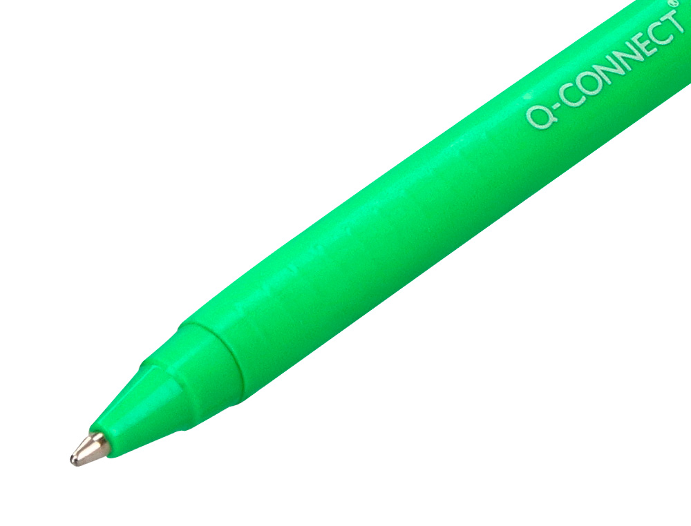 BOLIGRAFO Q-CONNECT RETRACTIL KF14625 BIODEGRADABLE VERDE TINTA AZUL