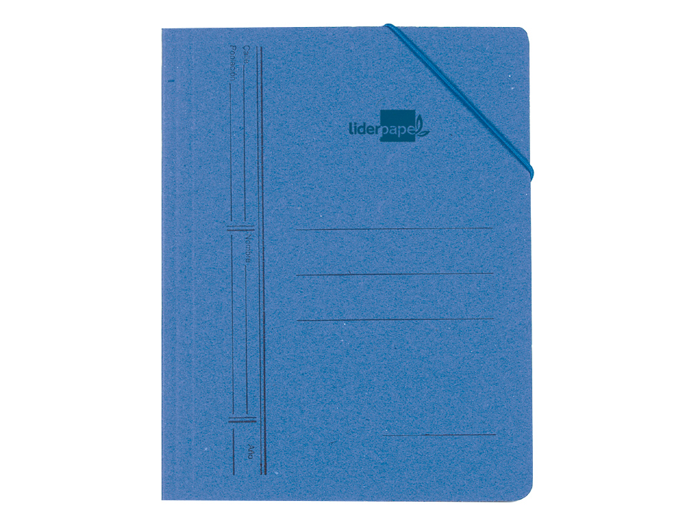 CARPETA LIDERPAPEL GOMAS CUARTO SENCILLA CARTON PINTADO AZUL