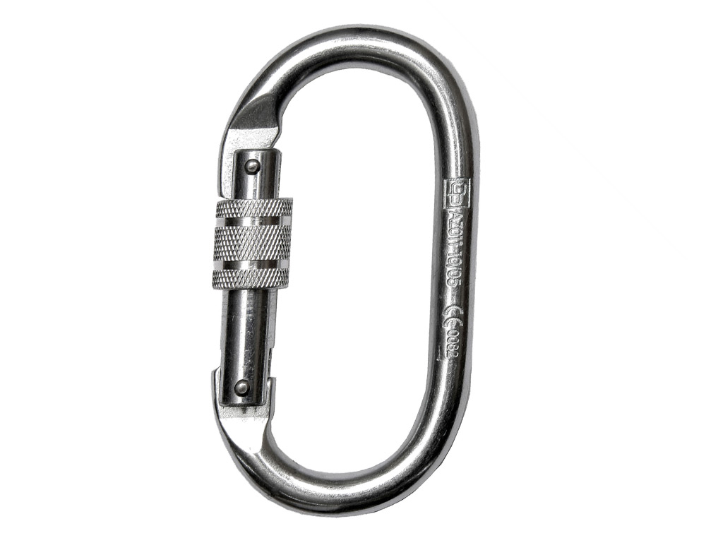 MOSQUETON ACERO APERTURA 18 MM CIERRE ROSCA MANUAL RESISTENCIA 25 KN