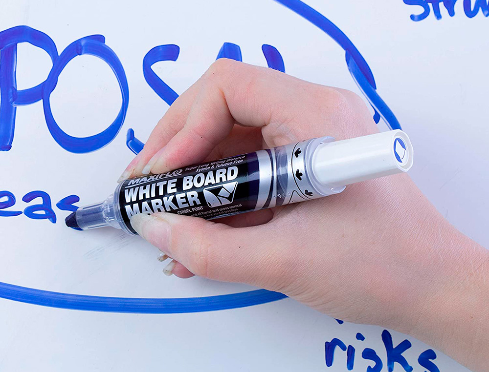 ROTULADOR PENTEL MAXIFLO PARA PIZARRA BLANCA PUNTA REDONDA 2,5-6 MM COLOR AZUL