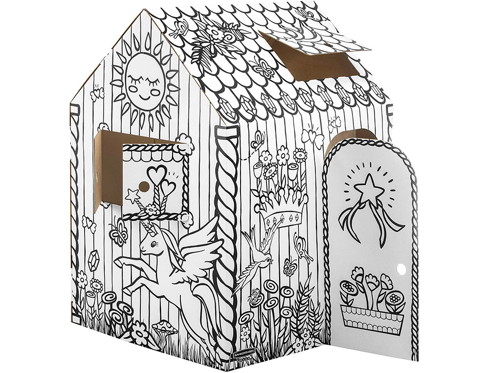 CASA DE JUEGO BANKERS BOX PLAYHOUSE UNICORNIO PARA PINTAR FABRICADA EN CARTON RECICLADO 1210X960X810 MM