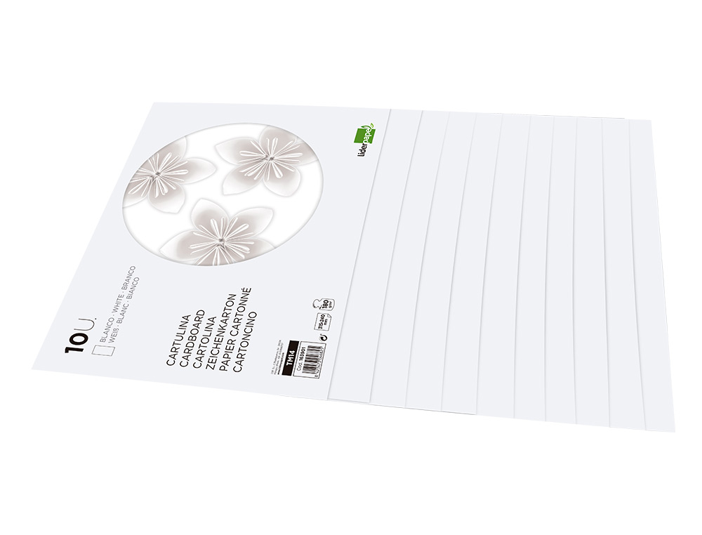 BLOC TRABAJOS MANUALES LIDERPAPEL CARTULINA 240X315MM 10 HOJAS COLOR BLANCO