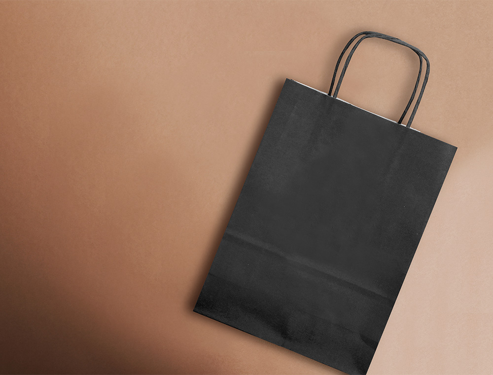 BOLSA PAPEL Q-CONNECT CELULOSA NEGRO S CON ASA RETORCIDA 240X320X100 MM