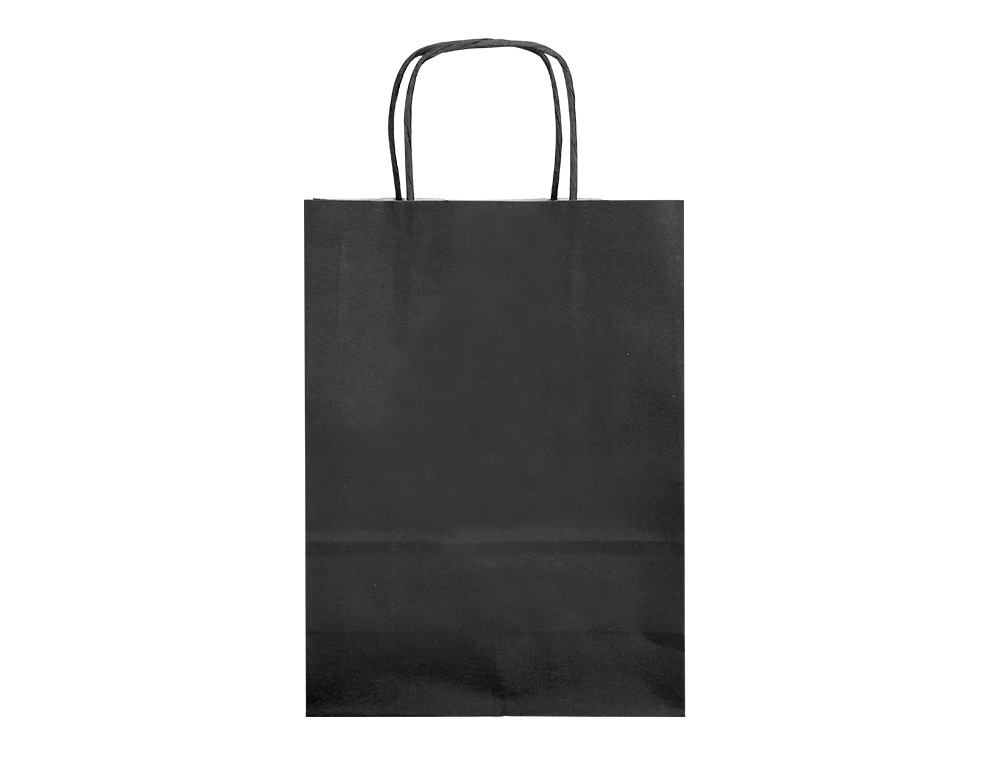 BOLSA PAPEL Q-CONNECT CELULOSA NEGRO S CON ASA RETORCIDA 240X320X100 MM