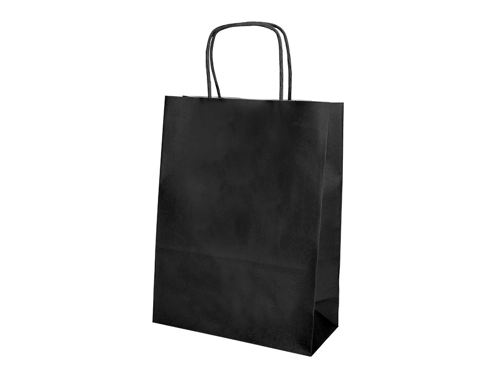 BOLSA PAPEL Q-CONNECT CELULOSA NEGRO S CON ASA RETORCIDA 240X320X100 MM