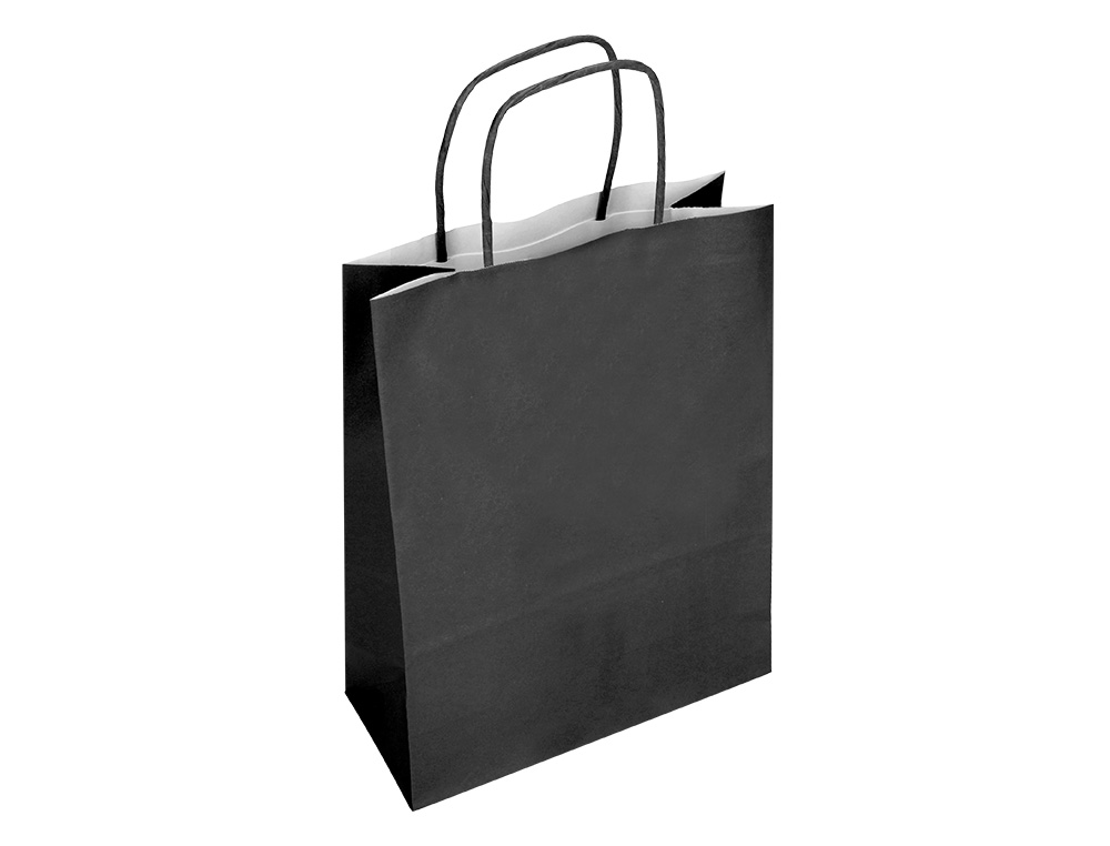 BOLSA PAPEL Q-CONNECT CELULOSA NEGRO S CON ASA RETORCIDA 240X320X100 MM