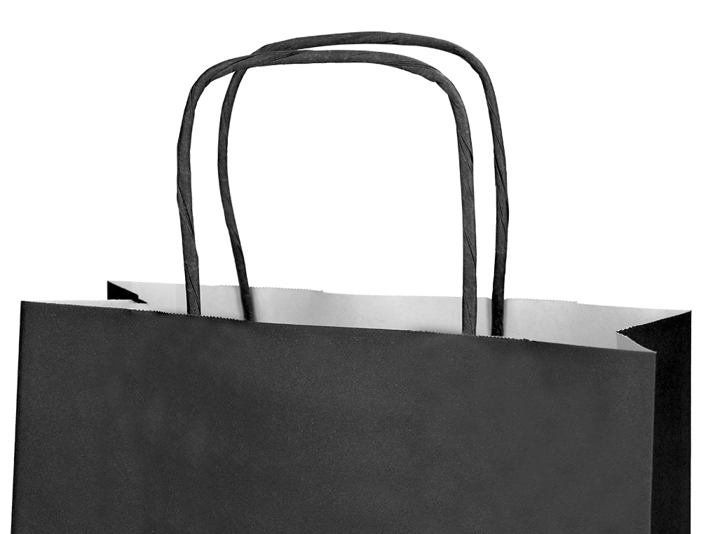 BOLSA PAPEL Q-CONNECT CELULOSA NEGRO S CON ASA RETORCIDA 240X320X100 MM
