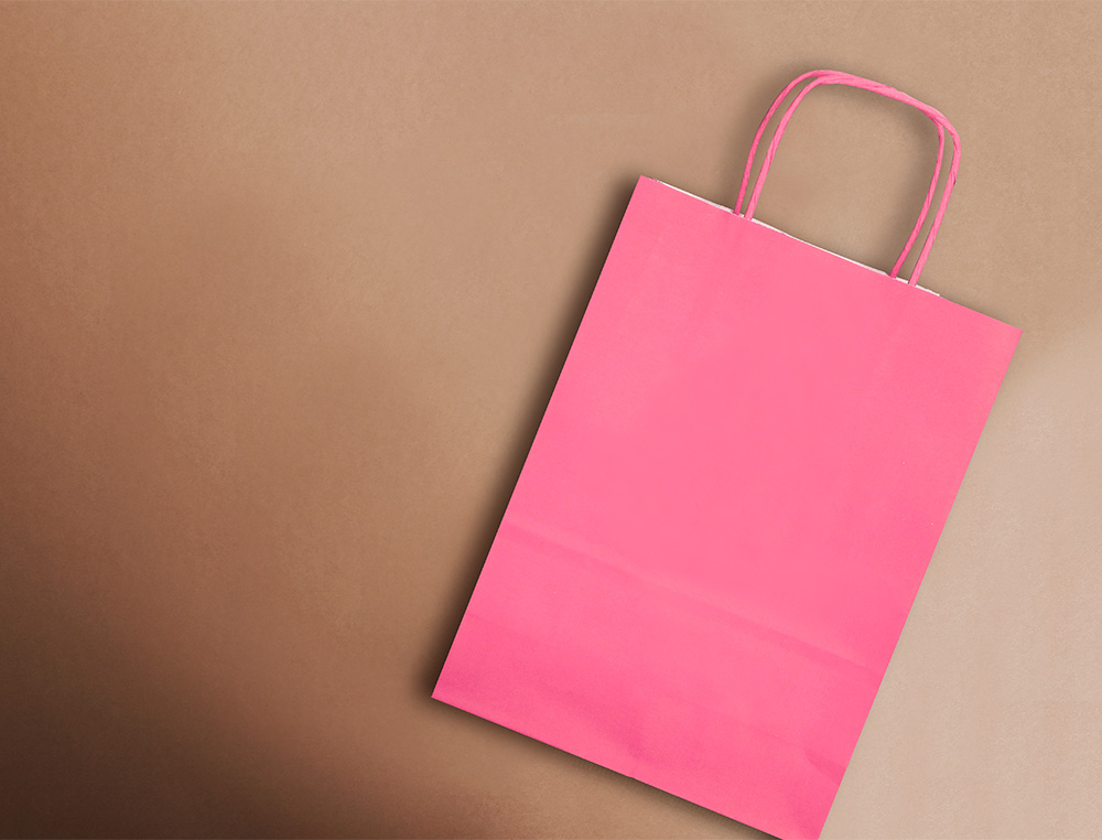 BOLSA PAPEL Q-CONNECT CELULOSA ROSA M CON ASA RETORCIDA 270X370X120 MM