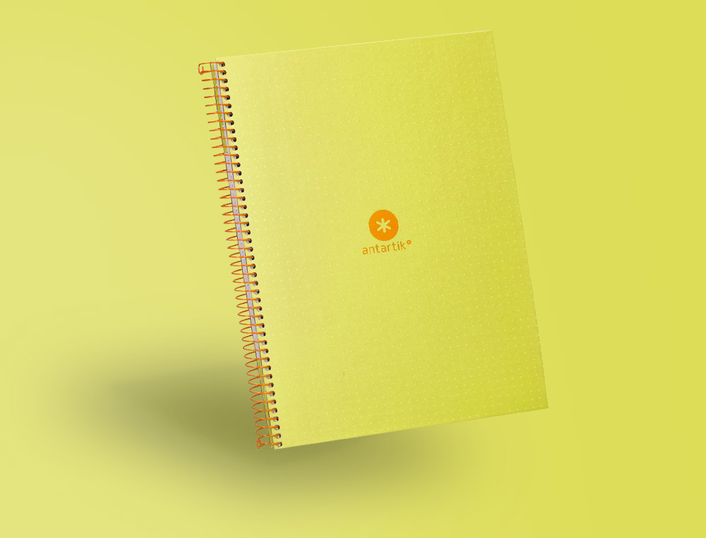 CUADERNO ESPIRAL A4 MICRO ANTARTIK DOTS TAPA FORRADA 80H 90 GR RAYADO PUNTOS 1 BANDA 4 TALADROS AMARILLO