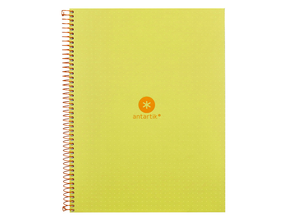 CUADERNO ESPIRAL A4 MICRO ANTARTIK DOTS TAPA FORRADA 80H 90 GR RAYADO PUNTOS 1 BANDA 4 TALADROS AMARILLO