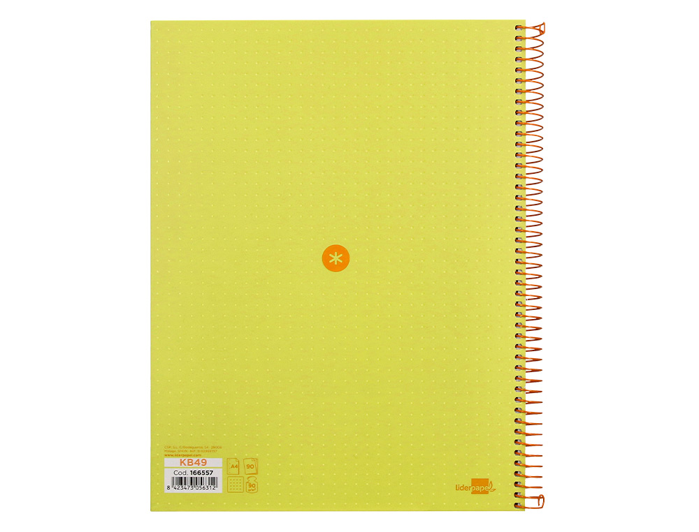 CUADERNO ESPIRAL A4 MICRO ANTARTIK DOTS TAPA FORRADA 80H 90 GR RAYADO PUNTOS 1 BANDA 4 TALADROS AMARILLO