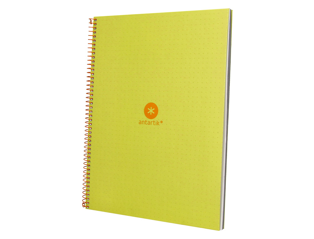 CUADERNO ESPIRAL A4 MICRO ANTARTIK DOTS TAPA FORRADA 80H 90 GR RAYADO PUNTOS 1 BANDA 4 TALADROS AMARILLO