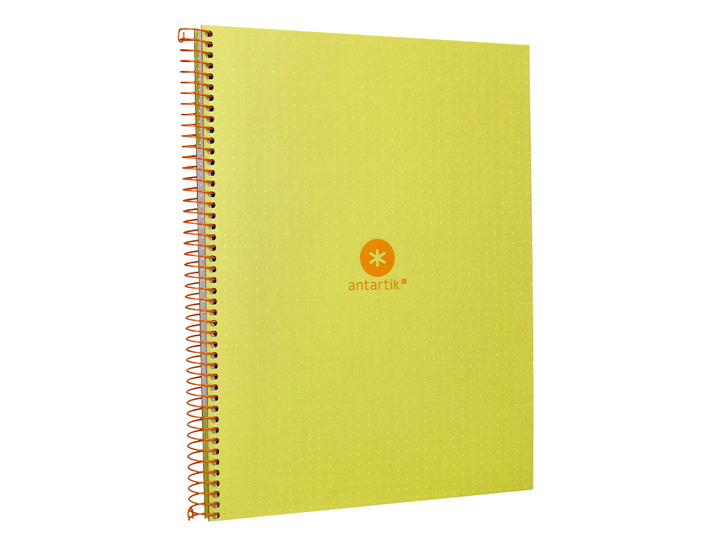 CUADERNO ESPIRAL A4 MICRO ANTARTIK DOTS TAPA FORRADA 80H 90 GR RAYADO PUNTOS 1 BANDA 4 TALADROS AMARILLO