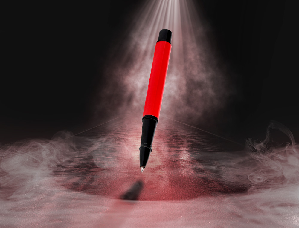 BOLIGRAFO BELIUS TURBO ALUMINIO COLOR ROJO Y NEGRO TINTA AZUL CAJA DE DISEO