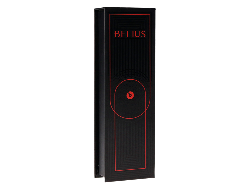 BOLIGRAFO BELIUS TURBO ALUMINIO COLOR ROJO Y NEGRO TINTA AZUL CAJA DE DISEO