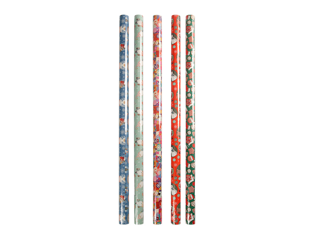 PAPEL DE REGALO LIDERPAPEL NAVIDAD ROLLO ANCHO 70 CM LONGITUD 2 MT GRAMAJE 60 GR DISEÑOS SURTIDOS