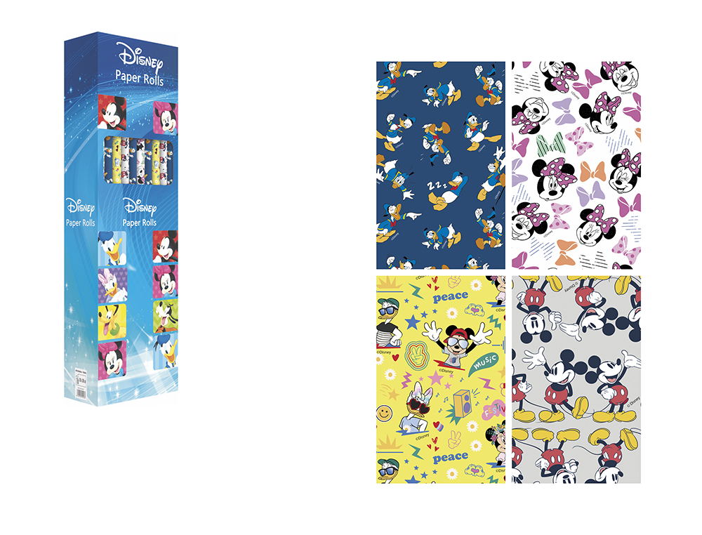 PAPEL DE REGALO BASIKA DISNEY ROLLO ANCHO 100 CM LONGITUD 3 MT DISEOS SURTIDOS GRAMAJE 50 GR