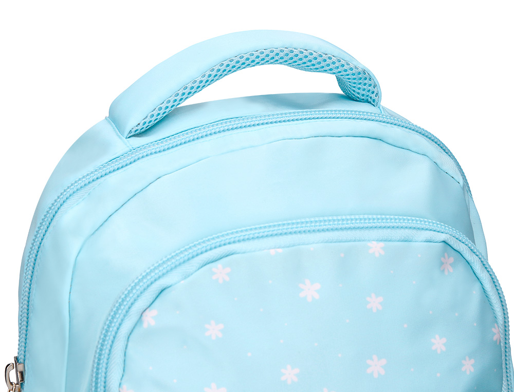 CARTERA ESCOLAR LIDERPAPEL MOC HILA MULTIBOLSILLO INFANTIL FLOWERS AZUL 350X110X270 MM