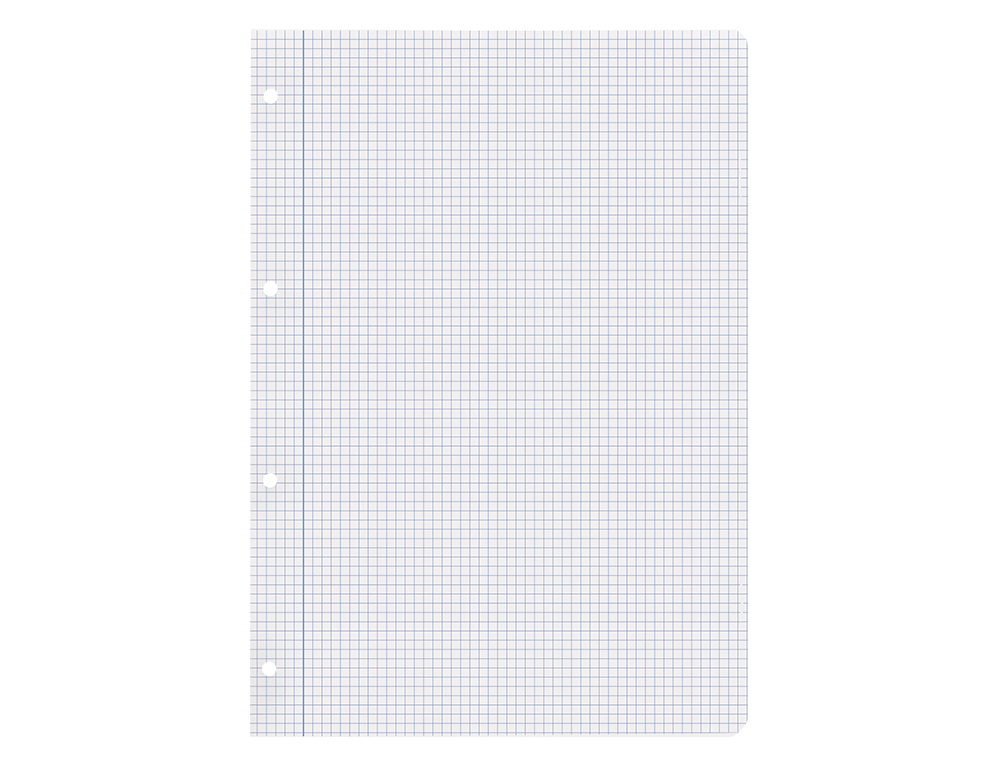 RECAMBIO LIDERPAPEL A4 200+50 HOJAS 90GR CUADRO 4MM CON MARGEN 4 TALADROS