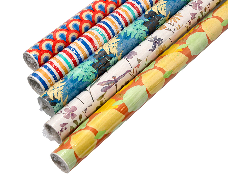 PAPEL DE REGALO LIDERPAPEL TODO AÑO ROLLO ANCHO 70 CM LONGITUD 2 MT GRAMAJE 60 GR DISEÑOS SURTIDOS B-2025