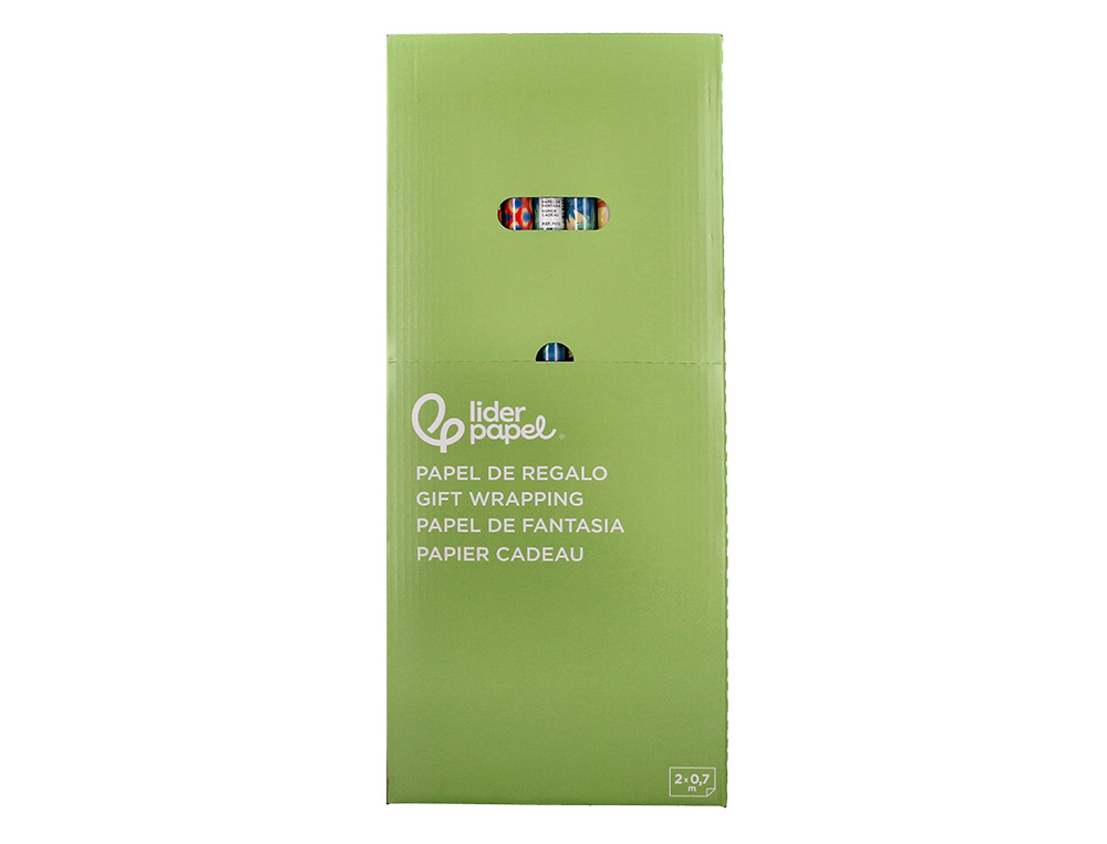 PAPEL DE REGALO LIDERPAPEL TODO AÑO ROLLO ANCHO 70 CM LONGITUD 2 MT GRAMAJE 60 GR DISEÑOS SURTIDOS B-2025