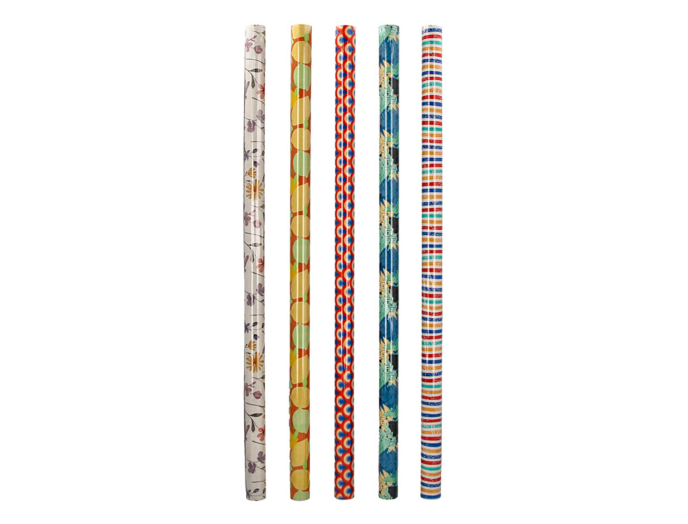 PAPEL DE REGALO LIDERPAPEL TODO AÑO ROLLO ANCHO 70 CM LONGITUD 2 MT GRAMAJE 60 GR DISEÑOS SURTIDOS B-2025