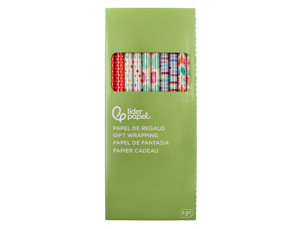 PAPEL DE REGALO LIDERPAPEL TODO AÑO ROLLO ANCHO 70 CM LONGITUD 2 MT GRAMAJE 60 GR DISEÑOS SURTIDOS C-2025