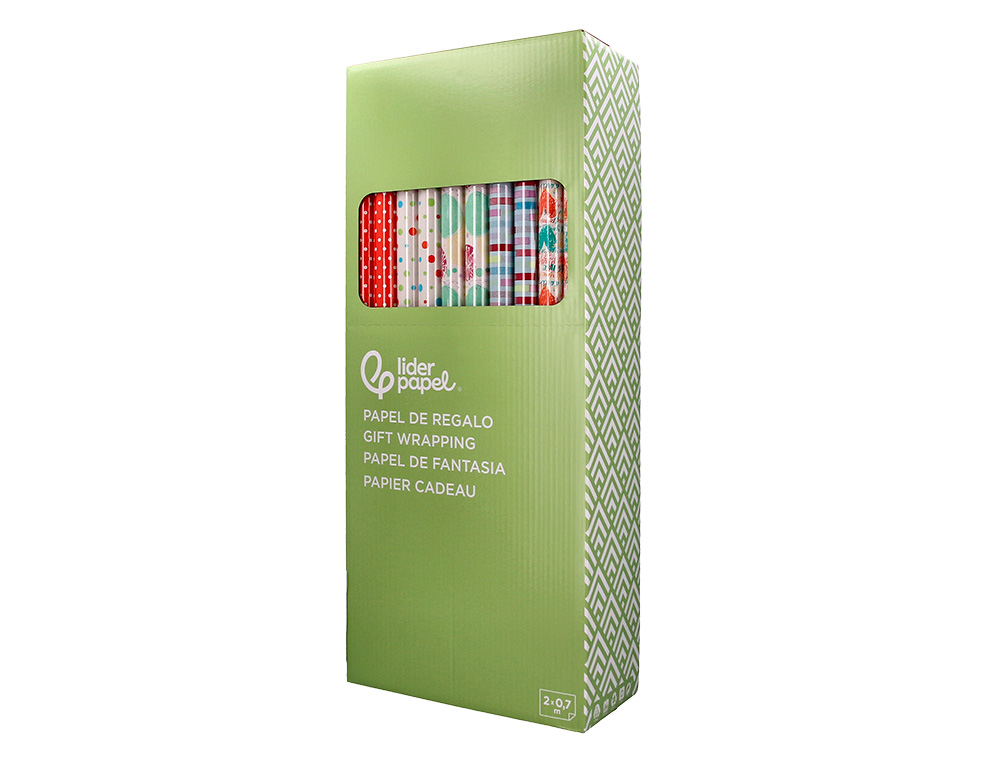PAPEL DE REGALO LIDERPAPEL TODO AÑO ROLLO ANCHO 70 CM LONGITUD 2 MT GRAMAJE 60 GR DISEÑOS SURTIDOS C-2025