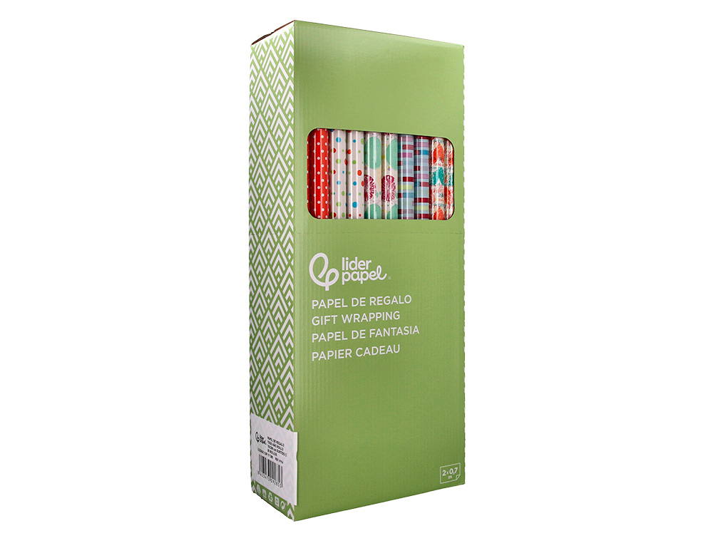 PAPEL DE REGALO LIDERPAPEL TODO AÑO ROLLO ANCHO 70 CM LONGITUD 2 MT GRAMAJE 60 GR DISEÑOS SURTIDOS C-2025