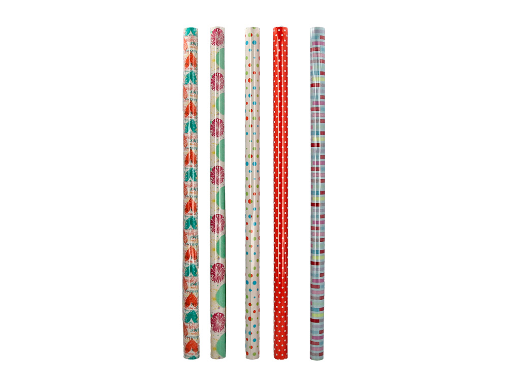 PAPEL DE REGALO LIDERPAPEL TODO AÑO ROLLO ANCHO 70 CM LONGITUD 2 MT GRAMAJE 60 GR DISEÑOS SURTIDOS C-2025