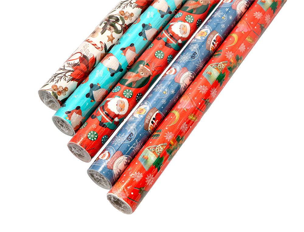 PAPEL DE REGALO LIDERPAPEL NAVIDAD ROLLO ANCHO 70 CM LONGITUD 2 MT GRAMAJE 60 GR DISEOS SURTIDOS C-2025