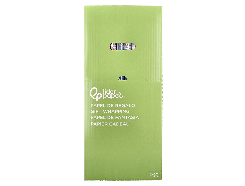 PAPEL DE REGALO LIDERPAPEL NAVIDAD ROLLO ANCHO 70 CM LONGITUD 2 MT GRAMAJE 60 GR DISEOS SURTIDOS C-2025