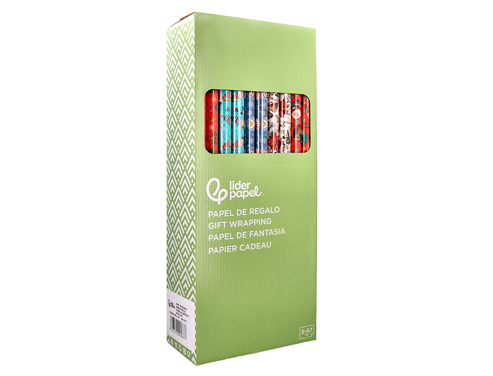 PAPEL DE REGALO LIDERPAPEL NAVIDAD ROLLO ANCHO 70 CM LONGITUD 2 MT GRAMAJE 60 GR DISEOS SURTIDOS C-2025