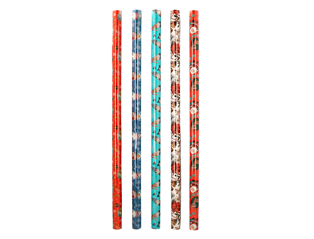 PAPEL DE REGALO LIDERPAPEL NAVIDAD ROLLO ANCHO 70 CM LONGITUD 2 MT GRAMAJE 60 GR DISEOS SURTIDOS C-2025