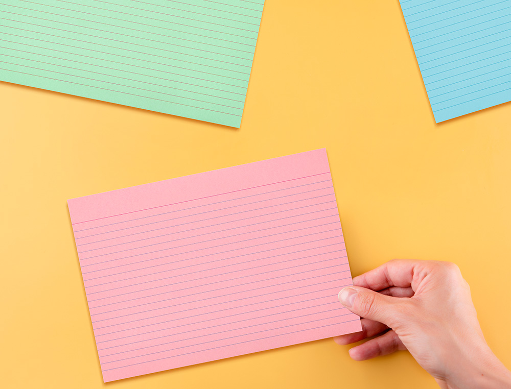 TARJETA LIDERPAPEL PARA ESTUDIAR RAYADA CARTULINA DE COLORES 170GR 125X200MM PAQUETE DE 200 UNIDADES