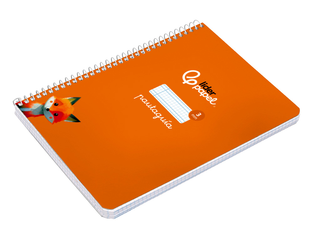 CUADERNO ESPIRAL LIDERPAPEL A5 PAUTAGUIA TAPA BLANDA 40H 75GR CUADRO PAUTADO 3MM COLOR NARANJA