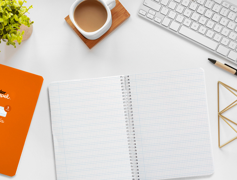 CUADERNO ESPIRAL LIDERPAPEL A5 PAUTAGUIA TAPA BLANDA 40H 75GR CUADRO PAUTADO 3MM COLOR NARANJA