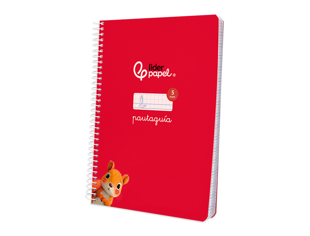 CUADERNO ESPIRAL LIDERPAPEL A5 PAUTAGUIA TAPA BLANDA 40H 75 GR CUADRO PAUTADO 5MM COLOR ROJO