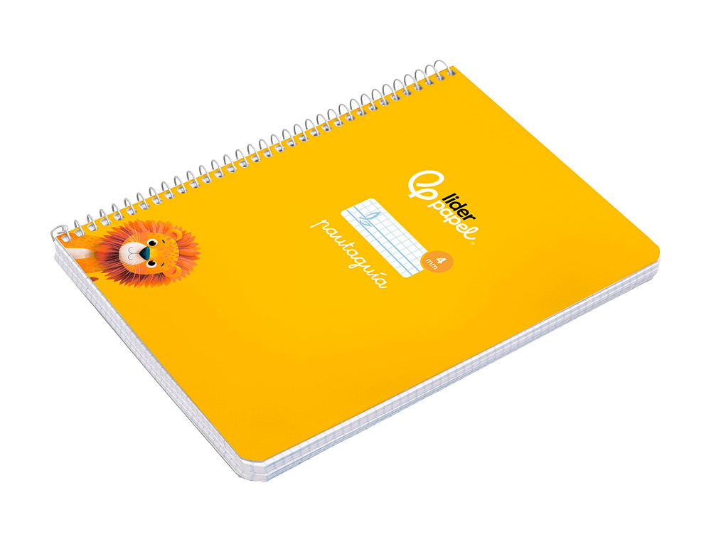 CUADERNO ESPIRAL LIDERPAPEL A5 PAUTAGUIA TAPA DURA 80H 90GR CUADRO PAUTADO 4MM COLOR AMARILLO