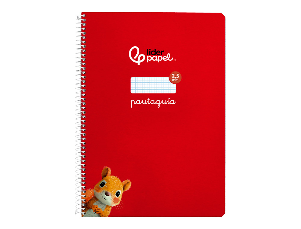 CUADERNO ESPIRAL LIDERPAPEL A4 PAUTAGUIA TAPA BLANDA 80H 75GR CUADRO PAUTADO 2,5MM COLOR ROJO