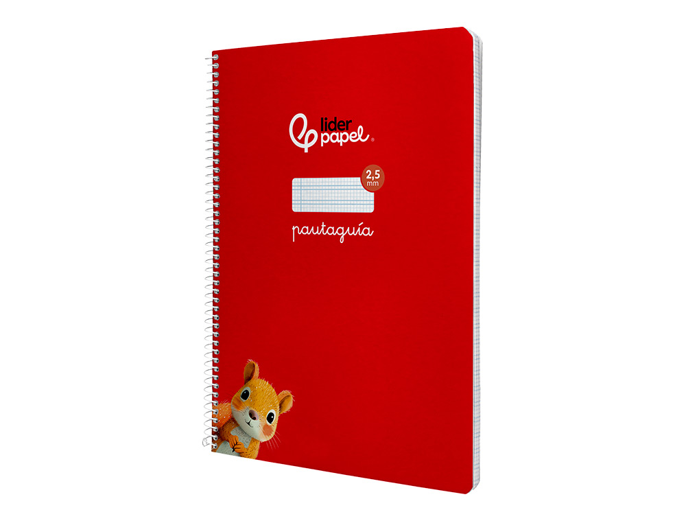 CUADERNO ESPIRAL LIDERPAPEL A4 PAUTAGUIA TAPA BLANDA 80H 75GR CUADRO PAUTADO 2,5MM COLOR ROJO