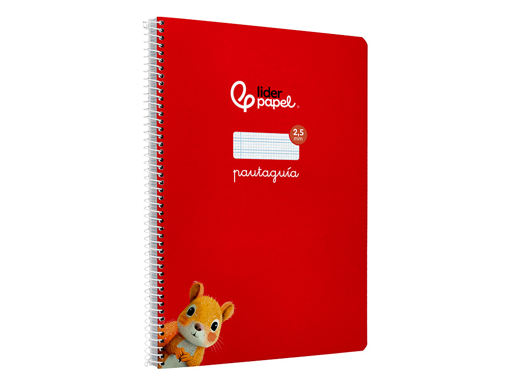 CUADERNO ESPIRAL LIDERPAPEL A4 PAUTAGUIA TAPA BLANDA 80H 75GR CUADRO PAUTADO 2,5MM COLOR ROJO