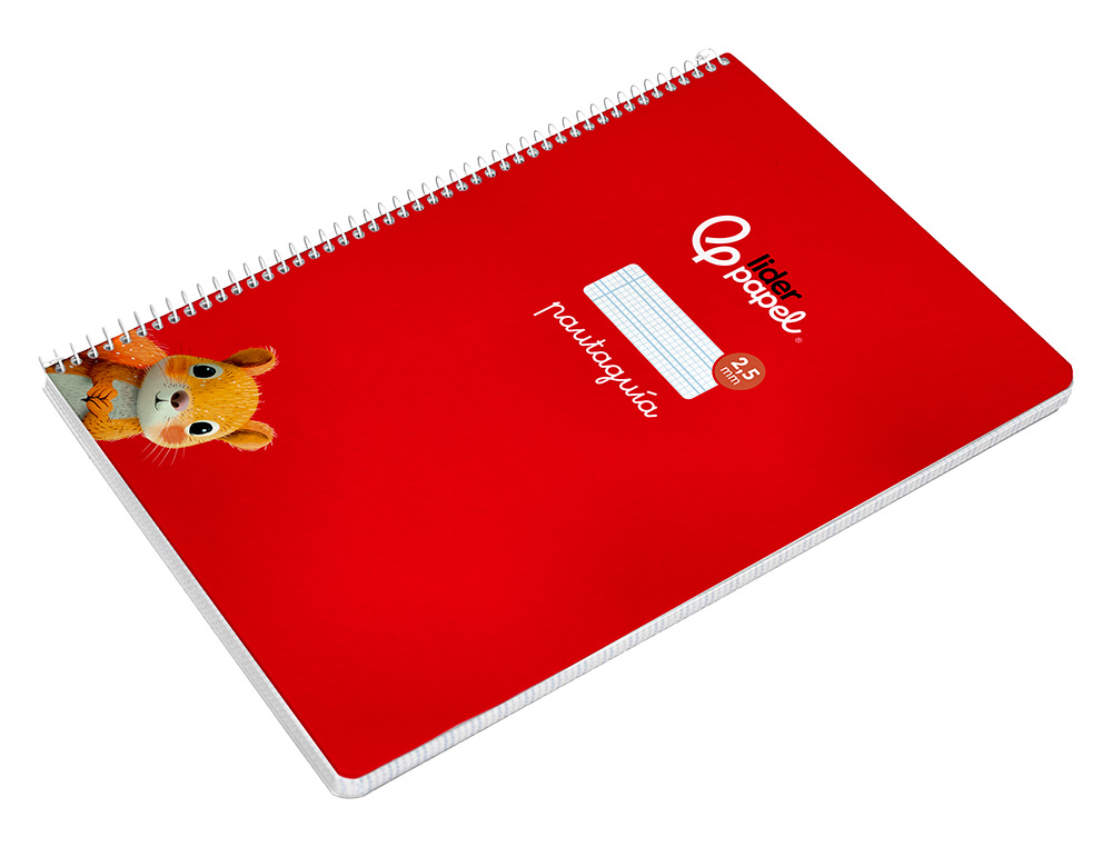 CUADERNO ESPIRAL LIDERPAPEL A4 PAUTAGUIA TAPA BLANDA 80H 75GR CUADRO PAUTADO 2,5MM COLOR ROJO