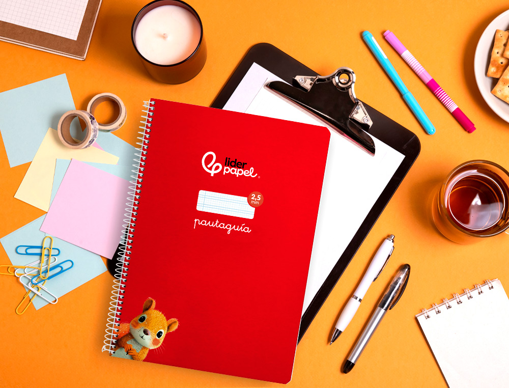 CUADERNO ESPIRAL LIDERPAPEL A4 PAUTAGUIA TAPA BLANDA 80H 75GR CUADRO PAUTADO 2,5MM COLOR ROJO