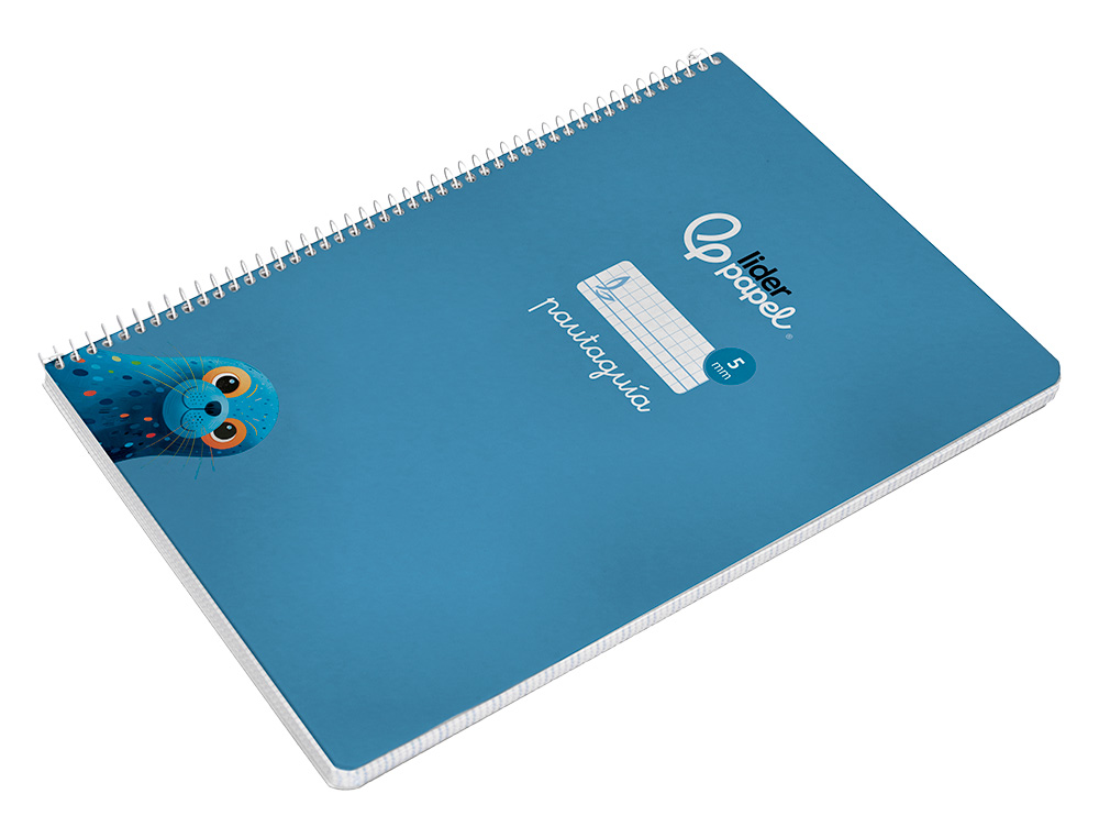 CUADERNO ESPIRAL LIDERPAPEL DIN A4 PAUTAGUIA TAPA DURA 80H 90GR CUADRO PAUTADO 5MM COLOR AZUL