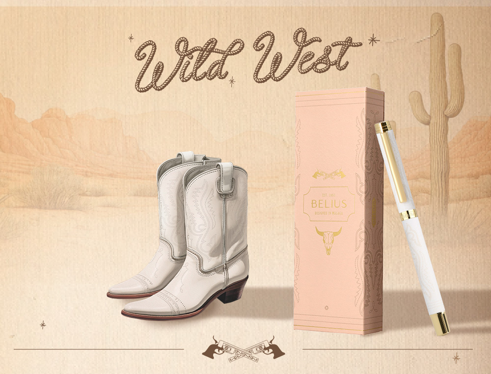 ROLLER BELIUS WILD WEST ALUMINIO COLOR CREMA DORADO TINTA COLOR NEGRO CAJA DE DISEÑO