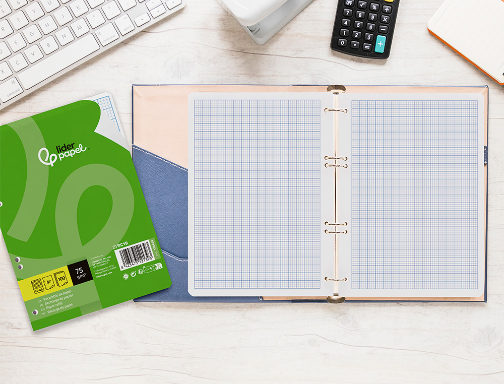 RECAMBIO LIDERPAPEL DIN A5 100 HOJAS 75GR RAYADO N 46 6 TALADROS