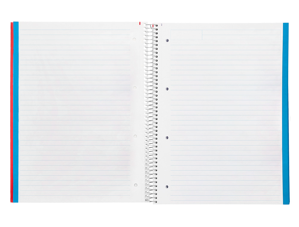 CUADERNO ESPIRAL LIDERPAPEL A4 MICRO WONDER TAPA PLASTICO 120H 90 GR HORIZONTAL 5 BANDAS 4 TALADROS COLORES