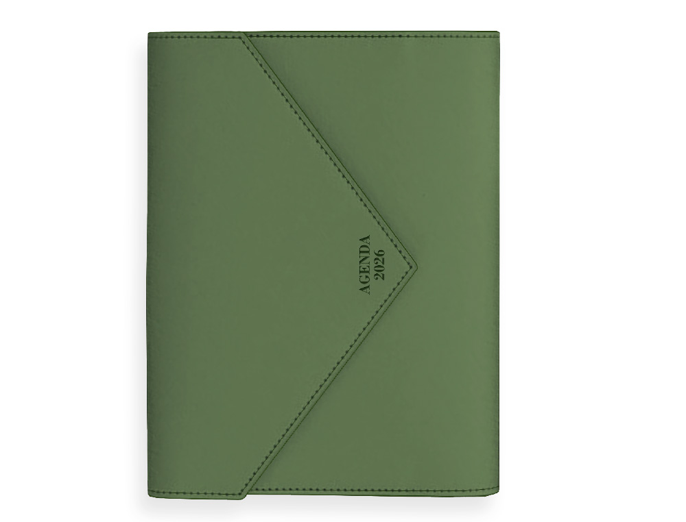 AGENDA ENCUADERNADA LIDERPAPEL PSARA A5 2026 DIA PAGINA VERDE PAPEL 70 GR FSC