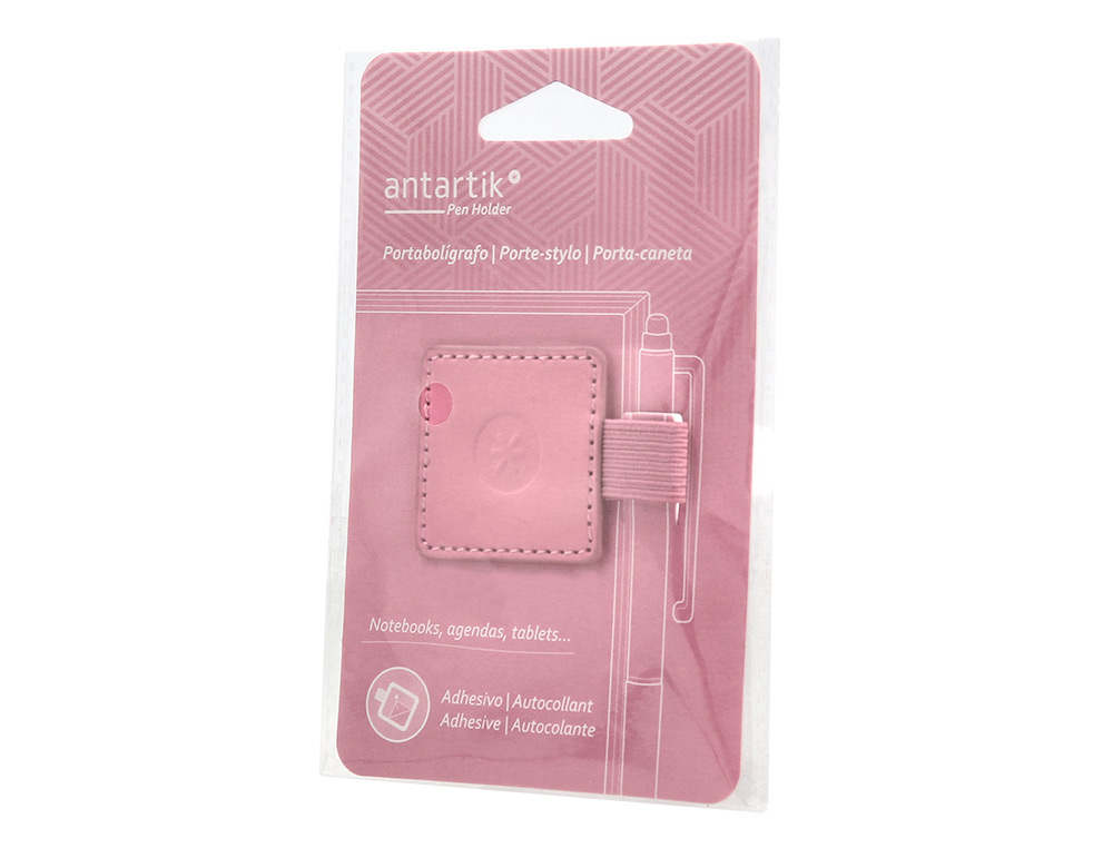 PORTABOLIGRAFO AUTOADHESIVO ANTARTIK PARA CUADERNO NOTE CON ELASTICO HASTA 15 MM GROSOR 1MM ROSA 40X40 MM